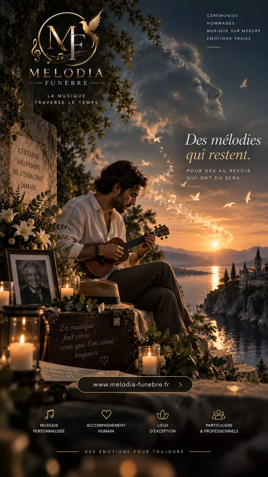 Quelqu’un jouant d’un instrument à cordes lors d’un hommage privé
